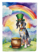 Bluetick Coonhound St. Patrick’s Day Garden Flag – Dog with Pot of Gold & Rainbow Yard Decor Bluetick Coonhound St. Patrick’s Day Garden Flag – Dog with Pot of Gold & Rainbow Yard Decor