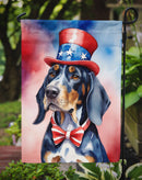 Bluetick Coonhound Patriotic American Garden Flag β Dog in Uncle Sam Hat | Red, White & Blue Outdoor Decor Bluetick Coonhound Patriotic American Garden Flag β Dog in Uncle Sam Hat | Red, White & Blue Outdoor Decor