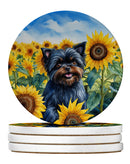 Affenpinscher in Sunflowers Large Sandstone Coasters Pack of 4 Affenpinscher in Sunflowers Large Sandstone Coasters Pack of 4