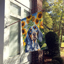 Bluetick Coonhound in Sunflowers House Flag Bluetick Coonhound in Sunflowers House Flag