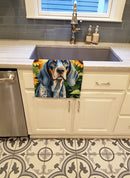 Bluetick Coonhound in Sunflowers Kitchen Towel Bluetick Coonhound in Sunflowers Kitchen Towel