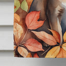 Abyssinian Cat in Fall Leaves House Flag Abyssinian Cat in Fall Leaves House Flag