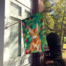 Abyssinian Cat By the Christmas Tree House Flag Abyssinian Cat By the Christmas Tree House Flag