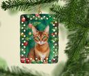 Abyssinian Cat By the Christmas Tree Porcelain Ornament Abyssinian Cat By the Christmas Tree Porcelain Ornament