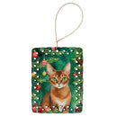 Abyssinian Cat By the Christmas Tree Porcelain Ornament Abyssinian Cat By the Christmas Tree Porcelain Ornament