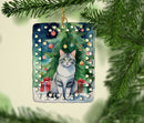 Aegean Cat By the Christmas Tree Porcelain Ornament Aegean Cat By the Christmas Tree Porcelain Ornament