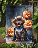Chocolate Newfoundland Puppy Halloween Garden Flag Chocolate Newfoundland Puppy Halloween Garden Flag