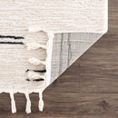 Riad Black Striped White Rug with Tassels Riad Black Striped White Rug with Tassels