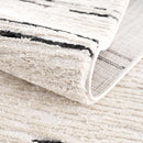Riad Black Striped White Rug with Tassels Riad Black Striped White Rug with Tassels