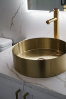Zeek 14” Gold Round Vessel Bathroom Sink Stainless Steel PVD Nano Tech Coating ZN-G144 Zeek 14” Gold Round Vessel Bathroom Sink Stainless Steel PVD Nano Tech Coating ZN-G144