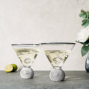 Diamond Studded Martini Glasses Set of 2 - The Wine Savant - Silver Rimmed Modern Cocktail Glass, Rhinestone Diamonds With Stemless Crystal Ball Base, Bar or Party 10.5oz, Swarovski Style Crystals Diamond Studded Martini Glasses Set of 2 - The Wine Savant - Silver Rimmed Modern Cocktail Glass, Rhinestone Diamonds With Stemless Crystal Ball Base, Bar or Party 10.5oz, Swarovski Style Crystals