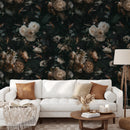 Dark Background Cream Floral Wallpaper Dark Background Cream Floral Wallpaper