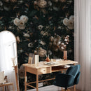 Dark Background Cream Floral Wallpaper Dark Background Cream Floral Wallpaper