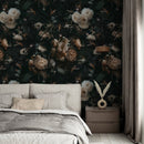 Dark Background Cream Floral Wallpaper Dark Background Cream Floral Wallpaper