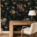 Dark Background Cream Floral Wallpaper Dark Background Cream Floral Wallpaper