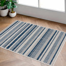Olin White&Blue Striped Nordic Rug Olin White&Blue Striped Nordic Rug