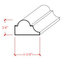 EWPM23 Nose and Cove Panel Molding 1-1/4" wide x 3/4" Trim. Unfinished EWPM23 Nose and Cove Panel Molding 1-1/4" wide x 3/4" Trim. Unfinished