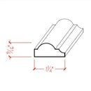 EWPM33 Nose & Cove Panel Molding 1-1/4" wide x 9/16" Trim. Unfinished EWPM33 Nose & Cove Panel Molding 1-1/4" wide x 9/16" Trim. Unfinished