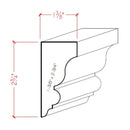 EWSC13 Solid Crown 2-3/4" High x 1-3/8" Deep Moulding. Unfinished EWSC13 Solid Crown 2-3/4" High x 1-3/8" Deep Moulding. Unfinished