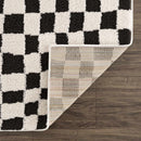 Lajos Black & White Checkered Plush Rug Lajos Black & White Checkered Plush Rug