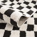 Lajos Black & White Checkered Plush Rug Lajos Black & White Checkered Plush Rug