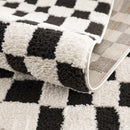 Lajos Black & White Checkered Plush Rug Lajos Black & White Checkered Plush Rug