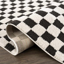 Lajos Black & White Checkered Plush Rug Lajos Black & White Checkered Plush Rug