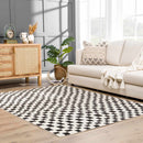 Lajos Black & White Checkered Plush Rug Lajos Black & White Checkered Plush Rug