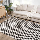 Lajos Black & White Checkered Plush Rug Lajos Black & White Checkered Plush Rug