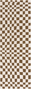Lajos Brown Checkered Shag Rug Lajos Brown Checkered Shag Rug