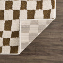 Lajos Brown Checkered Shag Rug Lajos Brown Checkered Shag Rug