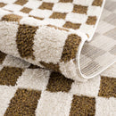 Lajos Brown Checkered Shag Rug Lajos Brown Checkered Shag Rug