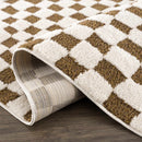 Lajos Brown Checkered Shag Rug Lajos Brown Checkered Shag Rug