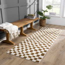Lajos Brown Checkered Shag Rug Lajos Brown Checkered Shag Rug