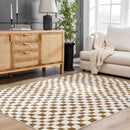 Lajos Brown Checkered Shag Rug Lajos Brown Checkered Shag Rug
