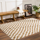 Lajos Brown Checkered Shag Rug Lajos Brown Checkered Shag Rug