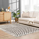 Leryn Black & White Checkered Area Rug Leryn Black & White Checkered Area Rug