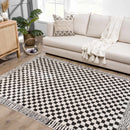 Leryn Black & White Checkered Area Rug Leryn Black & White Checkered Area Rug