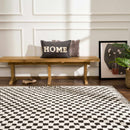 Leryn Black & White Checkered Area Rug Leryn Black & White Checkered Area Rug