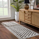 Leryn Black & White Checkered Area Rug Leryn Black & White Checkered Area Rug