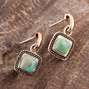 Flourish Blue Turquoise Golden Drop Earrings Flourish Blue Turquoise Golden Drop Earrings