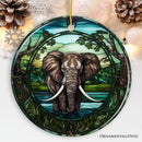 African Pachyderm Elephant Stained Glass Style Ceramic Ornament, Safari Animals Christmas Gift and Decor African Pachyderm Elephant Stained Glass Style Ceramic Ornament, Safari Animals Christmas Gift and Decor