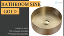Zeek 14” Gold Round Vessel Bathroom Sink Stainless Steel PVD Nano Tech Coating ZN-G144 Zeek 14” Gold Round Vessel Bathroom Sink Stainless Steel PVD Nano Tech Coating ZN-G144