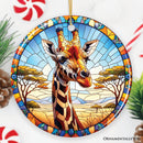African Giraffe Stained Glass Style Ceramic Ornament, Safari Animals Christmas Gift and Decor African Giraffe Stained Glass Style Ceramic Ornament, Safari Animals Christmas Gift and Decor