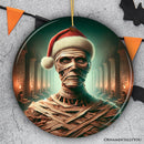 Ancient Mummy with Santa Hat Ornament, Enigmatic Holiday Gift for Horror Enthusiasts Ancient Mummy with Santa Hat Ornament, Enigmatic Holiday Gift for Horror Enthusiasts