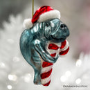 Aquatic Manatee Glass Christmas Ornament, Sea Cow Coastal Ocean Animal Holiday Decoration Aquatic Manatee Glass Christmas Ornament, Sea Cow Coastal Ocean Animal Holiday Decoration