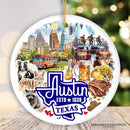 Artistic Austin Texas Christmas Ornament, Unique Ceramic Keepsake Souvenir and Gift Artistic Austin Texas Christmas Ornament, Unique Ceramic Keepsake Souvenir and Gift
