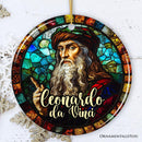 Artistic Leonardo da Vinci Self-Portrait in Stained Glass Themed Christmas Ornament, Medieval Renaissance Italy Keepsake Artistic Leonardo da Vinci Self-Portrait in Stained Glass Themed Christmas Ornament, Medieval Renaissance Italy Keepsake