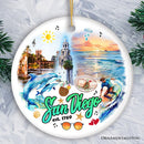 Artistic San Diego Christmas Ornament, Keepsake Souvenir and Gift Artistic San Diego Christmas Ornament, Keepsake Souvenir and Gift