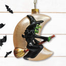 Wicked Witch and Crescent Moon Glass Christmas Ornament, Spooky Halloween Gift Wicked Witch and Crescent Moon Glass Christmas Ornament, Spooky Halloween Gift